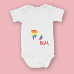 Vintage Rainbow Mama Bear Hug Love Support Parent Pride LGBT Baby & Infant Bodysuits-Baby Onesie-White