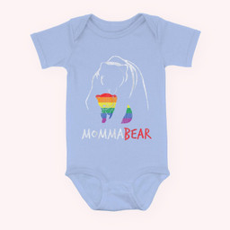 Vintage Rainbow Mama Bear Hug Love Support Parent Pride LGBT Baby & Infant Bodysuits-Baby Onesie-Light Blue
