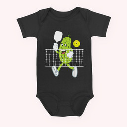 Pickle Playing Pickleball - Funny Pickleball Paddleball Baby & Infant Bodysuits-Baby Onesie-Black