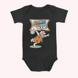 The Flintstones Twinkle Toes Fred Flintstone Bowling Alley Baby & Infant Bodysuits-Baby Onesie-Black