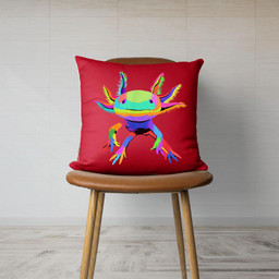Pop Art Axolotl Canvas Throw Pillow-Canvas Pillow-Red