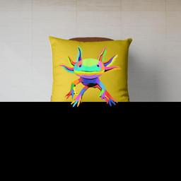 Pop Art Axolotl Canvas Throw Pillow-Canvas Pillow-Gold