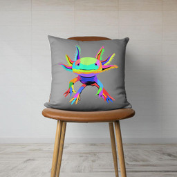Pop Art Axolotl Canvas Throw Pillow-Canvas Pillow-Gray