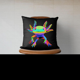 Pop Art Axolotl Canvas Throw Pillow-Canvas Pillow-Black