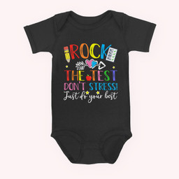 Test Day Rock The Test Teacher Testing Day Baby & Infant Bodysuits-Baby Onesie-Black
