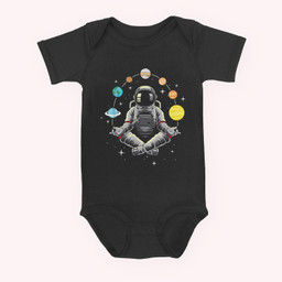 Meditating Astronaut - Galaxy Spaceman Astronomer Cosmos Baby & Infant Bodysuits-Baby Onesie-Black