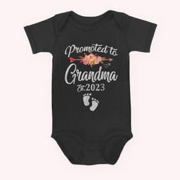 Promoted To Grandma 2023 First Time New Grandma Pregnancy Baby & Infant Bodysuits-Baby Onesie-Black