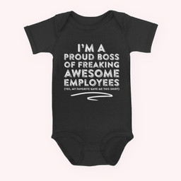 Funny Boss - I'm A Proud Boss Of Freaking Awesome... Baby & Infant Bodysuits-Baby Onesie-Black