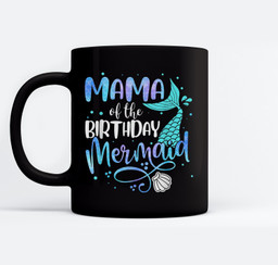 Mama Of The Birthday Mermaid Family Matching Party Squad Mugs-Ceramic Mug-Black