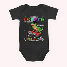 So Long Kindergarten Graduation class 2023 Graduate dinosaur Baby & Infant Bodysuits-Baby Onesie-Black
