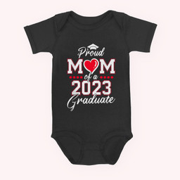 Proud Mom Of A Class Of 2023 Graduate Senior 23 Graduation Baby & Infant Bodysuits-Baby Onesie-Black