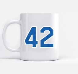 Number #42 Sports Jersey Birthday Age Lucky No. Blue White Mugs-Ceramic Mug-White