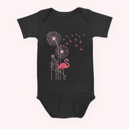 Flower Dandelion Exotic Animal Tropical Bird Pink Flamingo Baby & Infant Bodysuits-Baby Onesie-Black