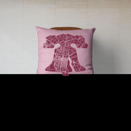 Philadelphia Street Map Liberty Bell Vintage Maroon Philly Canvas Throw Pillow-Canvas Pillow-Light Pink