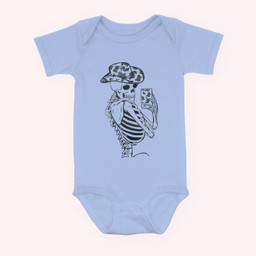Salfies Skeleton Cowhides Cowgirls Western Graphic Baby & Infant Bodysuits-Baby Onesie-Light Blue