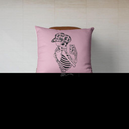 Salfies Skeleton Cowhides Cowgirls Western Graphic Canvas Throw Pillow-Canvas Pillow-Light Pink
