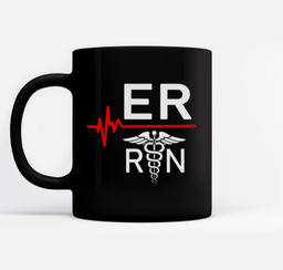Emergency Room Registered Nurse Gift ER Heartbeat Mugs-Ceramic Mug-Black