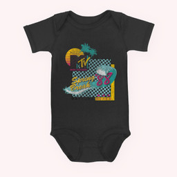 MTV Spring Break '88 Vintage Surf Graphic Baby & Infant Bodysuits-Baby Onesie-Black
