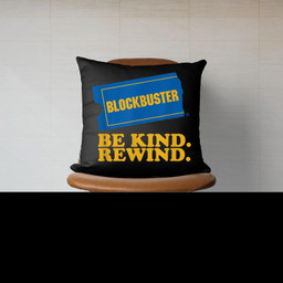 Blockbuster Be Kind Rewind Canvas Throw Pillow-Canvas Pillow-Black