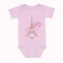 Paris Eiffel Tower the sign of Love France Parisian Home Baby & Infant Bodysuits-Baby Onesie-Pink