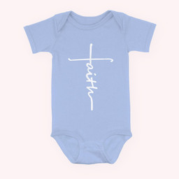 Faith Cross Quotes Christian Lion Luke for Men Women Kids Baby & Infant Bodysuits-Baby Onesie-Light Blue