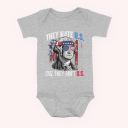 They Hate Us Cuz They Ain't Us USA American Flag 4th of July Baby & Infant Bodysuits-Baby Onesie-Hearther