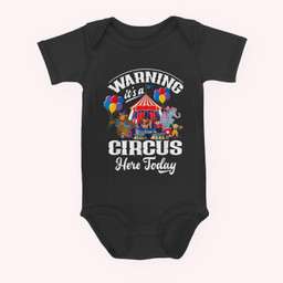 Warning It's A Circus Here Today Carnival Birthday Party Baby & Infant Bodysuits-Baby Onesie-Black