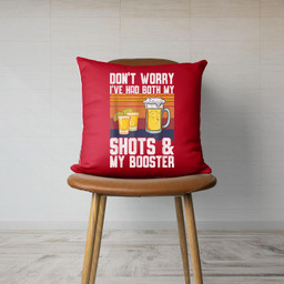 Funny Had My 2 Shots Don't Worry Had Both My Shots Tequila Canvas Throw Pillow-Canvas Pillow-Red