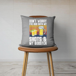 Funny Had My 2 Shots Don't Worry Had Both My Shots Tequila Canvas Throw Pillow-Canvas Pillow-Gray