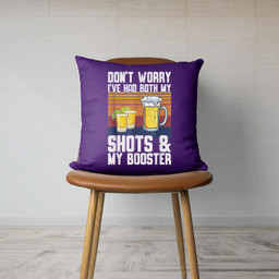 Funny Had My 2 Shots Don't Worry Had Both My Shots Tequila Canvas Throw Pillow-Canvas Pillow-Purple