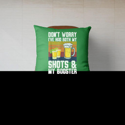 Funny Had My 2 Shots Don't Worry Had Both My Shots Tequila Canvas Throw Pillow-Canvas Pillow-Irish Green