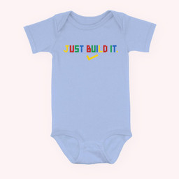 Just Build It Master Builder Building Block Boys Girls Baby & Infant Bodysuits-Baby Onesie-Light Blue