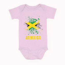 Jamaica Retro Vintage Watercolors Sport Jamaican Flag Baby & Infant Bodysuits-Baby Onesie-Pink