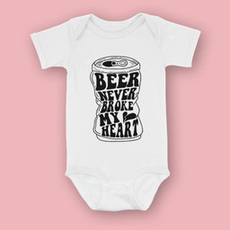 Long Neck Ice Cold Beer Never Broke My Heart Retro Baby & Infant Bodysuits-Baby Onesie-White