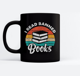 Vintage Retro I Read Banned Books Funny Mugs-Ceramic Mug-Black
