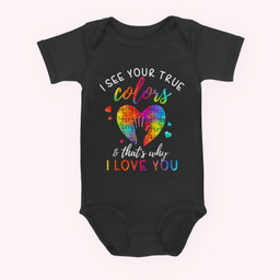 I See Your True Colors Puzzle World Autism Awareness Month Baby & Infant Bodysuits-Baby Onesie-Black