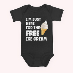 I'm Just Here For The Free Ice Cream Funny Cruise 2023 Baby & Infant Bodysuits-Baby Onesie-Black