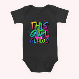 This Girl Glows Costume 80s Glow Halloween Party Outfit Baby & Infant Bodysuits-Baby Onesie-Black