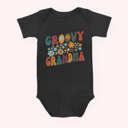 Groovy Grandma Retro Colorful Flowers Design Grandmother Baby & Infant Bodysuits-Baby Onesie-Black