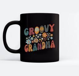 Groovy Grandma Retro Colorful Flowers Design Grandmother Mugs-Ceramic Mug-Black