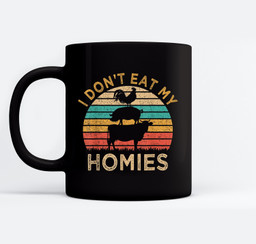 Vegetarian I Don't Eat My Homies Funny Vegan Retro Mugs-Ceramic Mug-Black