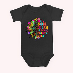 Groovy Retro My Son In Law Is My Favorite Child Mother's Day Baby & Infant Bodysuits-Baby Onesie-Black
