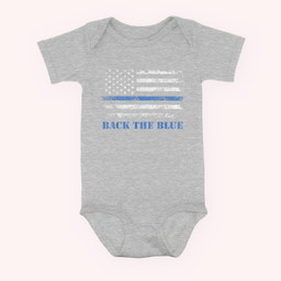 Back the Blue Thin Blue Line American Flag - Police Support Baby & Infant Bodysuits-Baby Onesie-Hearther