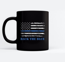 Back the Blue Thin Blue Line American Flag - Police Support Mugs-Ceramic Mug-Black