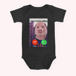 John Pork Is Calling Funny Answer Call Phone Baby & Infant Bodysuits-Baby Onesie-Black