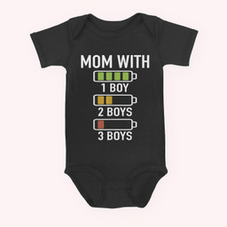 Mom with three Boys Battery Empty - Mama with 3 Sons Baby & Infant Bodysuits-Baby Onesie-Black