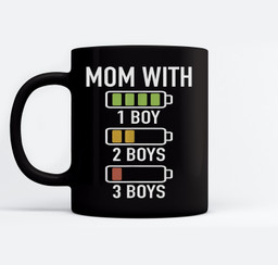Mom with three Boys Battery Empty - Mama with 3 Sons Mugs-Ceramic Mug-Black