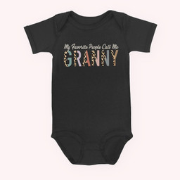My Favorite People Call Me Granny Gifts Leopard Mother's Day Baby & Infant Bodysuits-Baby Onesie-Black
