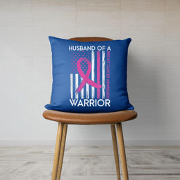 Husband Of A Warrior Breast Cancer Awareness Support Squad Canvas Throw Pillow-Canvas Pillow-Royal