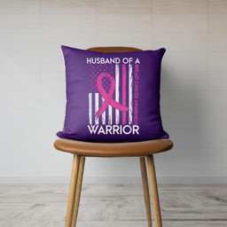 Husband Of A Warrior Breast Cancer Awareness Support Squad Canvas Throw Pillow-Canvas Pillow-Purple